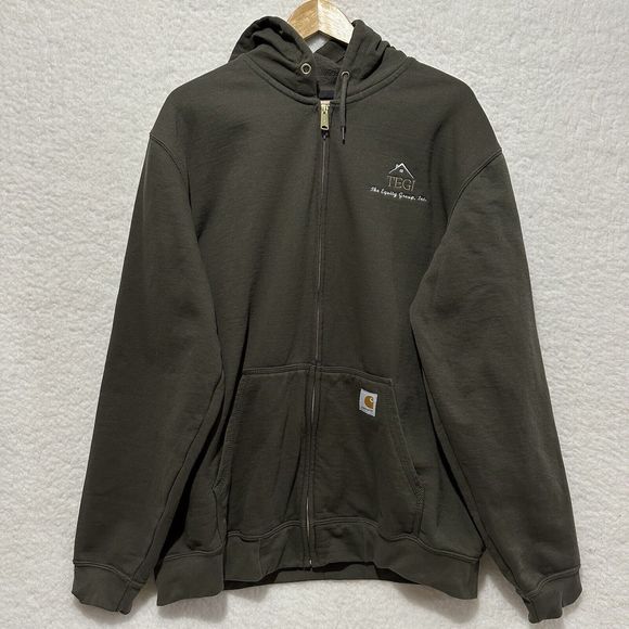 Carhartt Loose Fit Green Full Zip Hoodie Jacket Size Large - Picture 1 of 11